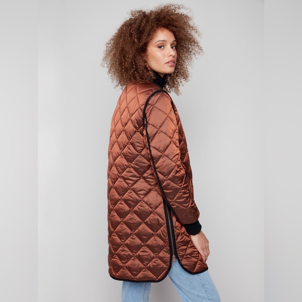 Adroit Atelier Libby Quilted Long Jacket Sepia Bronze - Picture 3 of 14